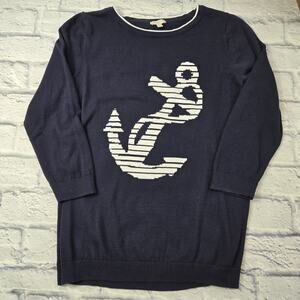 Talbots Outlet Anchor Sweater Navy Lightweight Cotton Nautical size Small